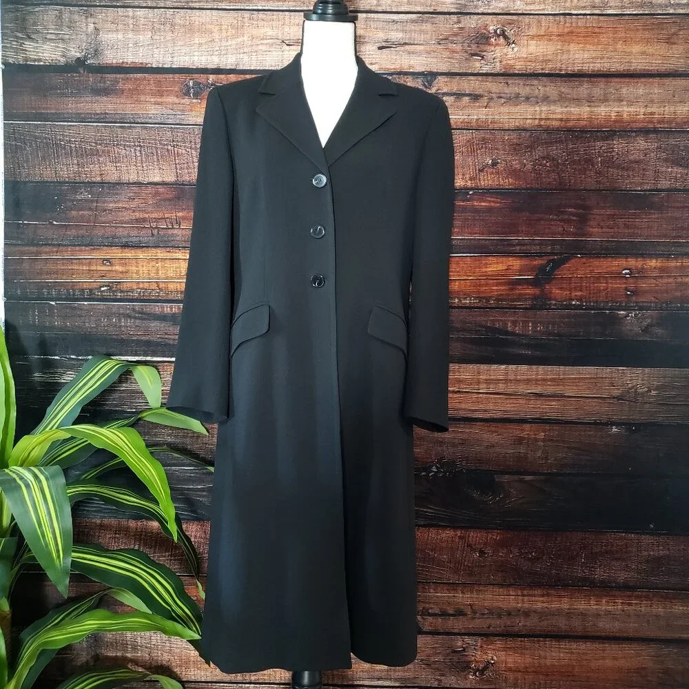 Jones New York Womens 8 Black Long Blazer Jacket Coat Lined Pockets 3 Button - Picture 2 of 9